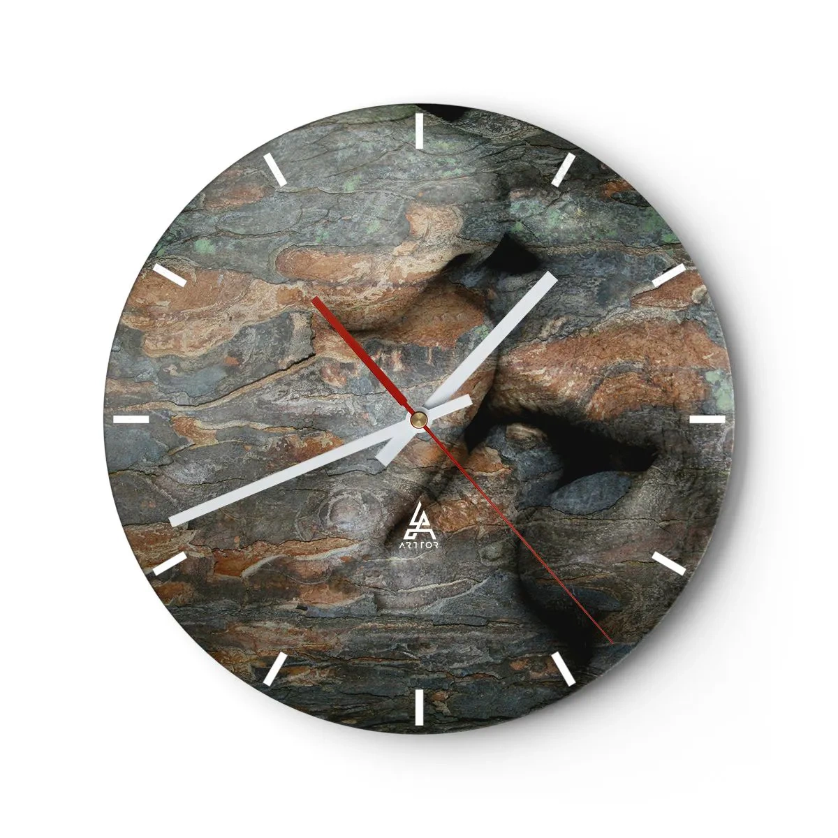 Reloj de pared - Reloj de vidrio - Primer plano de la textura de madera natural - 30x30cm - Juntos para siempre - Decoración de pared moderna para salón, cocina y dormitorio ARTTOR