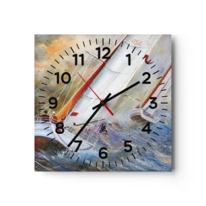 Reloj de pared - Reloj de vidrio - Surcando las olas - 40x40 cm
