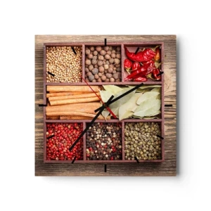 Reloj de pared - Reloj de vidrio - Orden de formas, composición de aromas - 40x40 cm