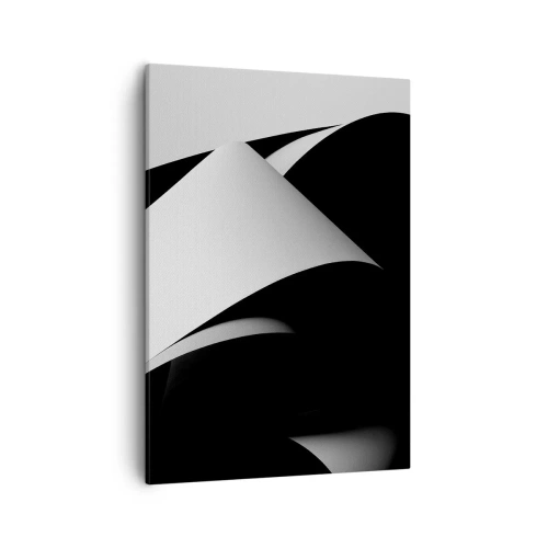 Cuadro sobre lienzo - Impresión de Imagen - Formas abstractas en blanco y negro con contrastes llamativos. - 50x70cm - Planos de luz desde las profundidades de la sombra - Decoración de pared moderna para salón y dormitorio ARTTOR