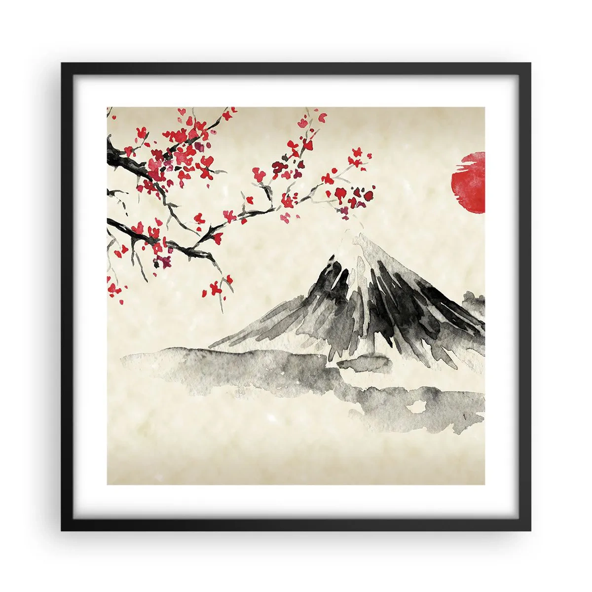 Póster en marco negro - Enamórate de Japón - 50x50 cm