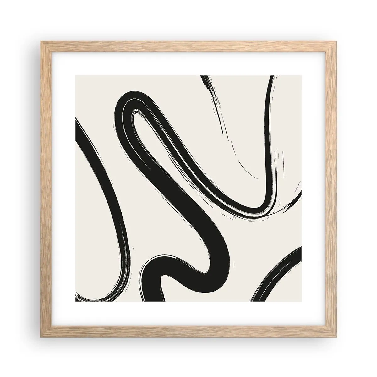 Póster en marco roble claro - Fantasía en blanco y negro - 40x40 cm