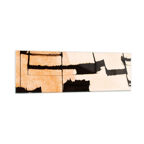 Cuadro sobre vidrio - Impresiones sobre Vidrio - Patrones geométricos en tonos marrones y beige. - 160x50cm - Aun así hay orden - Decoración de pared moderna para salón y dormitorio ARTTOR