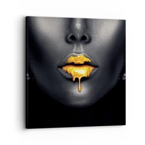 Cuadro sobre lienzo - Impresión de Imagen - Labios de oro - 30x30 cm