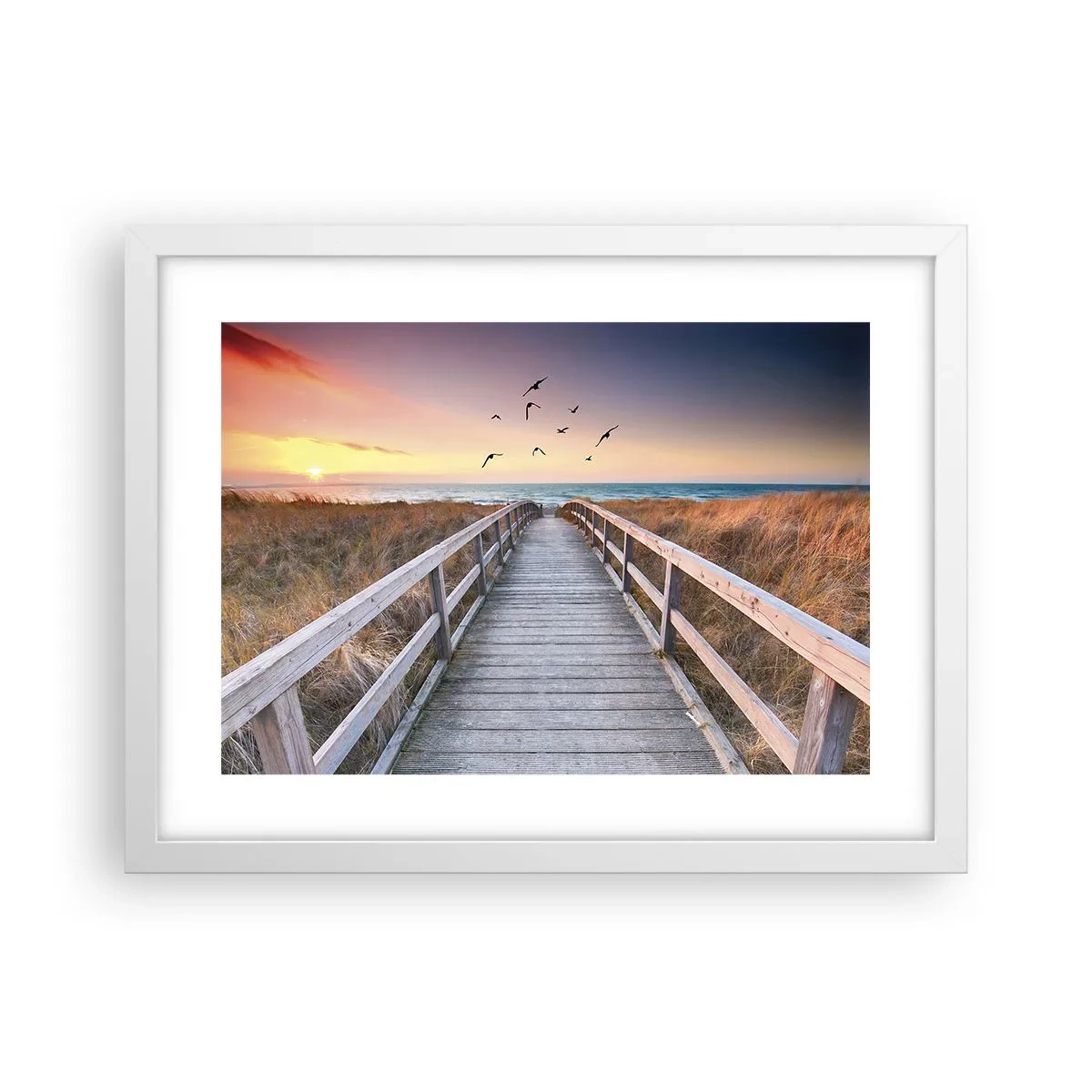 Póster en marco blanco - Camino a lo desconocido - 40x30 cm