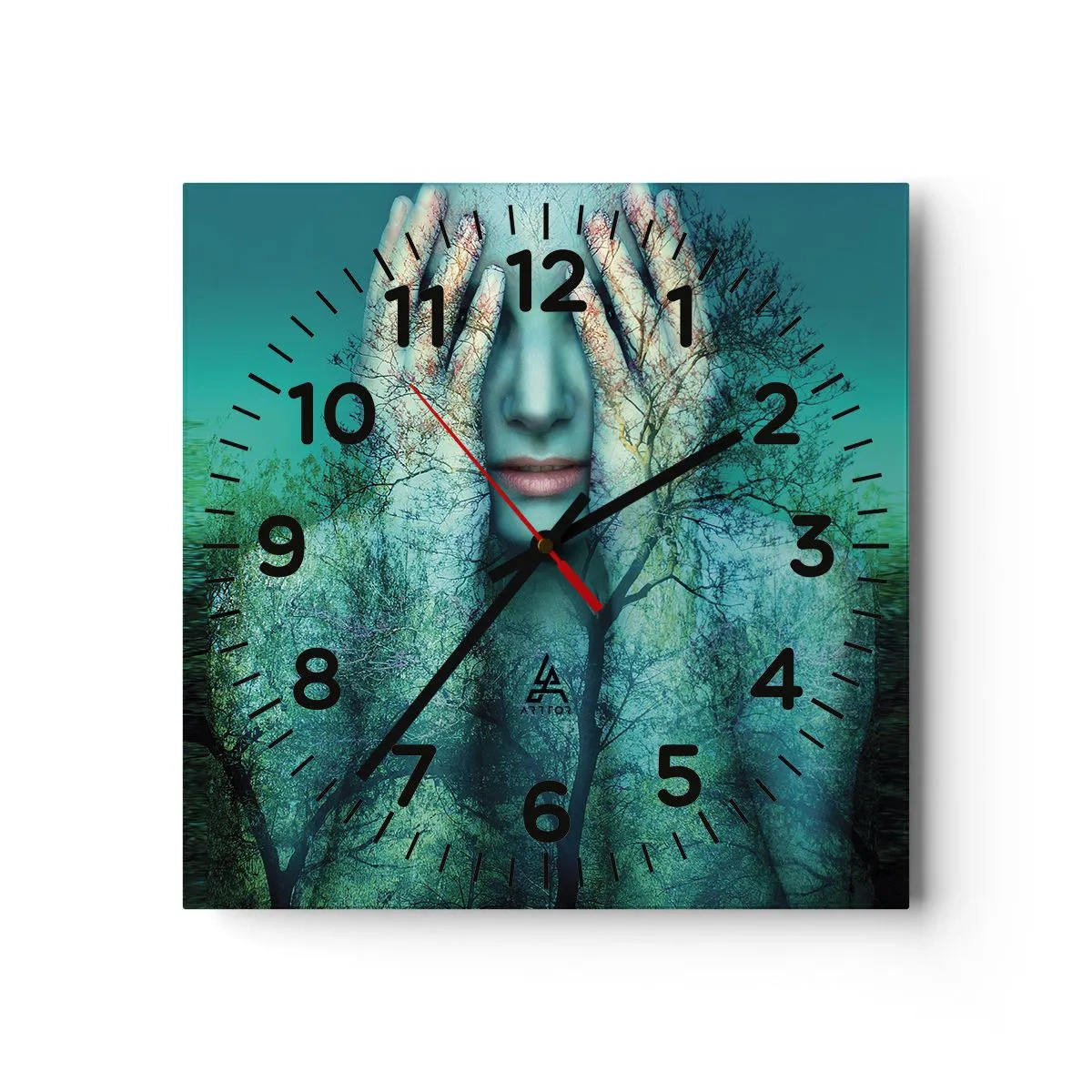 Reloj de pared - Reloj de vidrio - Sumergida en azul - 30x30 cm