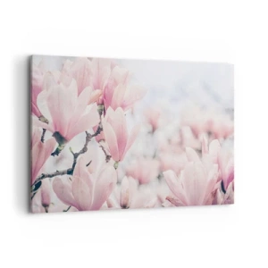 Cuadro sobre lienzo - Impresión de Imagen - Sutiles flores de magnolia en delicados tonos rosados. - 120x80cm - La perfección de la sutileza - Decoración de pared moderna para salón y dormitorio ARTTOR