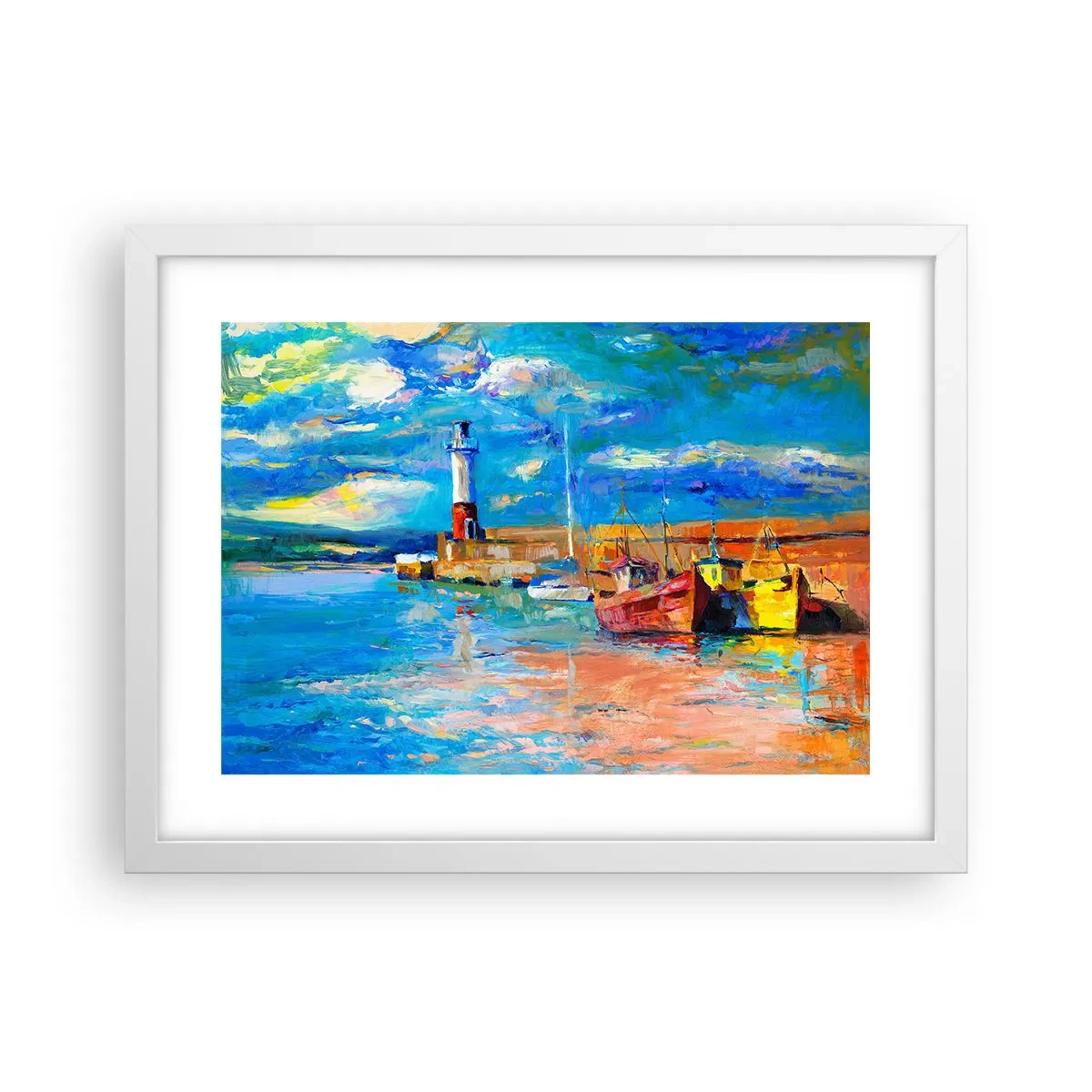 Póster en marco blanco - Tarde en la bahía del arco iris - 40x30 cm