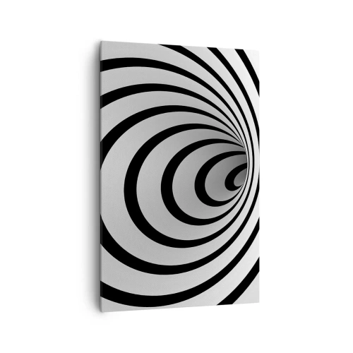 Cuadro sobre lienzo - Impresión de Imagen - Una espiral en blanco y negro que crea un efecto hipnótico. - 80x120cm - ¿Tampoco puedes resistirte? - Decoración de pared moderna para salón y dormitorio ARTTOR