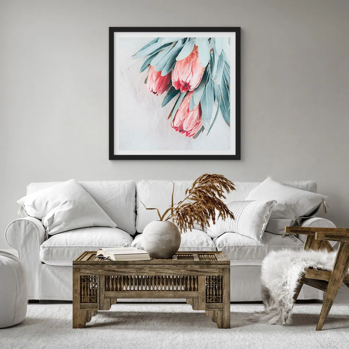 Póster en marco negro - Avergonzada de su propia belleza - 40x40 cm