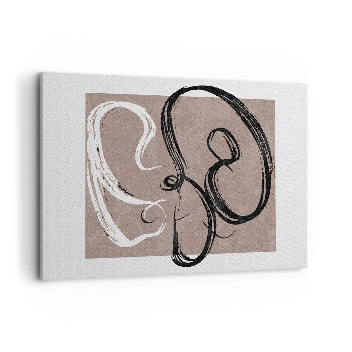 Cuadro sobre lienzo - Impresión de Imagen - Abstracción en blanco y negro sobre fondo beige. - 120x80cm - Composición: la búsqueda de la plenitud - Decoración de pared moderna para salón y dormitorio ARTTOR
