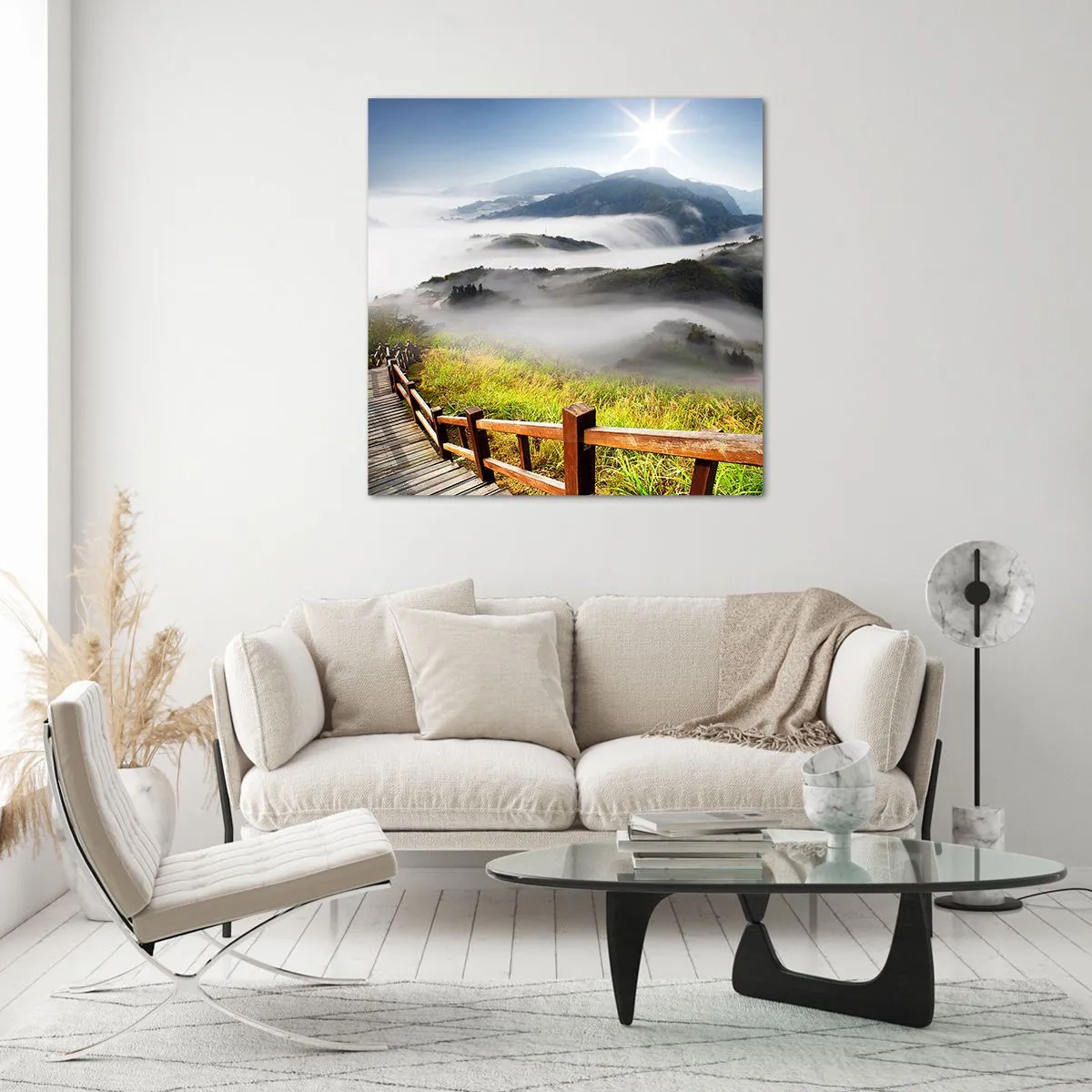 Cuadro sobre vidrio - Impresiones sobre Vidrio - Tejido de resplandor y niebla - 40x40 cm