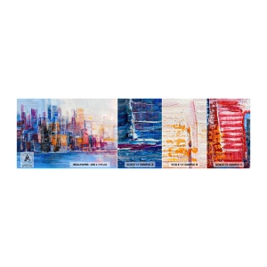 Muestra de fotomural autoadhesivo Deluxe Sticker - Una metrópoli alegre - Ciudad, Arquitectura, rascacielos - 100x30 cm