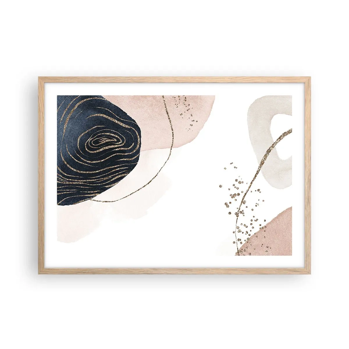 Póster en marco roble claro - Todo fluye - 70x50 cm