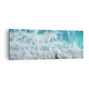 Cuadro sobre lienzo - Impresión de Imagen - Olas oceánicas dinámicas en tonos azules - 140x50cm - Alegre y con mucho brío - Decoración de pared moderna para salón y dormitorio ARTTOR