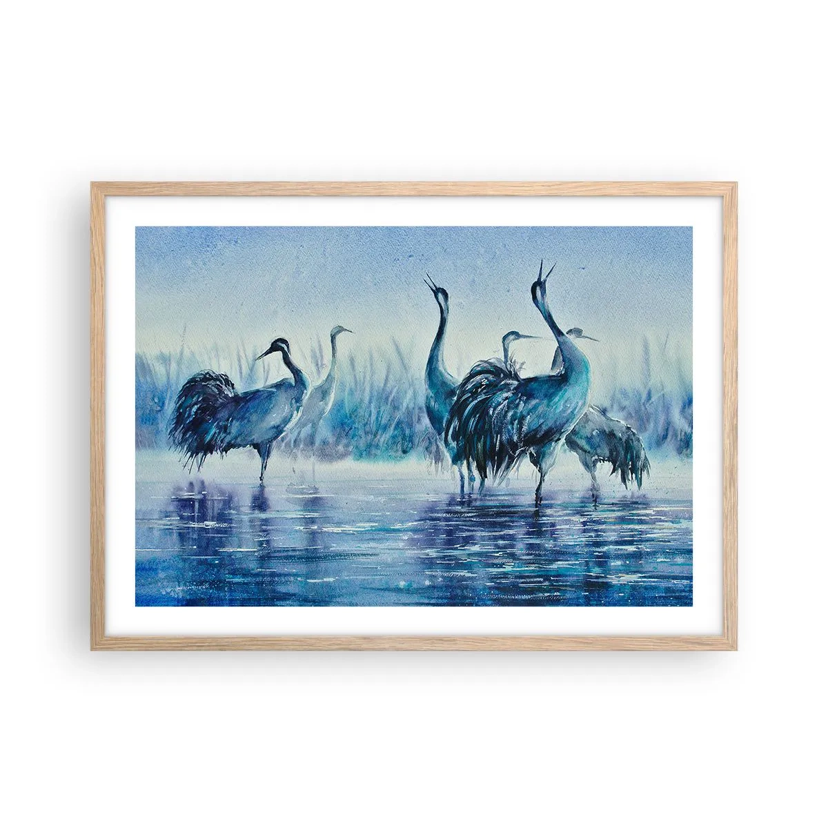 Póster en marco roble claro - Reunión matinal - 70x50 cm