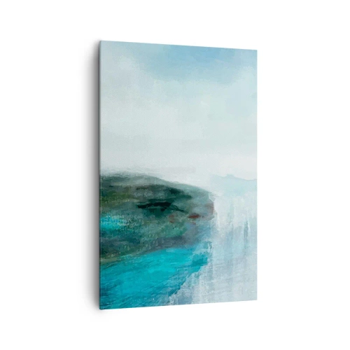 Cuadro sobre lienzo - Impresión de Imagen - Paisaje abstracto en tonos turquesa y gris. - 80x120cm - Abstracción marina - Decoración de pared moderna para salón y dormitorio ARTTOR