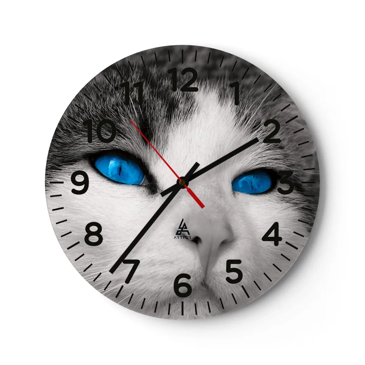 Reloj de pared - Reloj de vidrio - Inusual de ojos azules - 30x30 cm