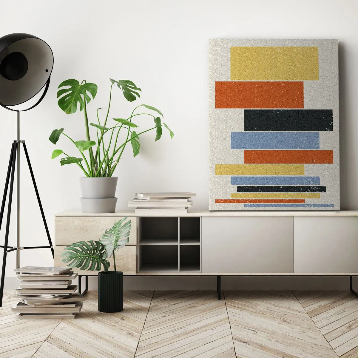 Cuadro sobre lienzo - Impresión de Imagen - Barras multicolor - 65x120 cm