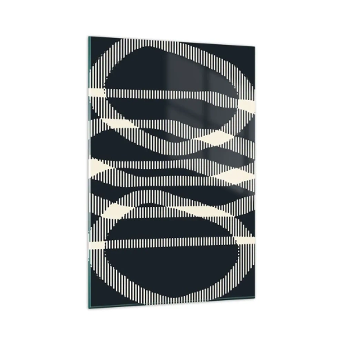 Cuadro sobre vidrio - Impresiones sobre Vidrio - Líneas geométricas en tonos claros sobre un fondo oscuro. - 80x120cm - Un intento de romper la oscuridad - Decoración de pared moderna para salón y dormitorio ARTTOR
