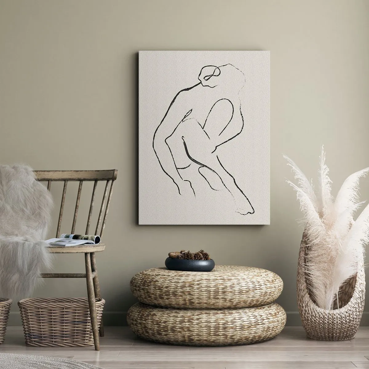 Cuadro sobre lienzo - Impresión de Imagen - Boceto íntimo - 65x120 cm