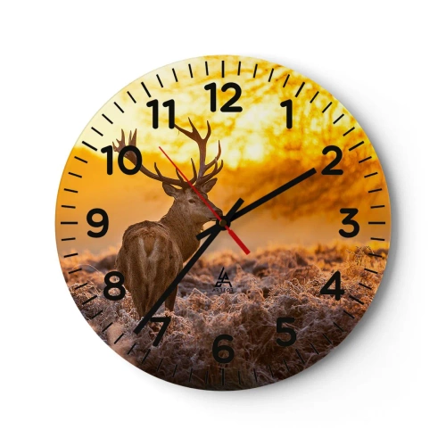 Reloj de pared - Reloj de vidrio - Rey del bosque de otoño - 40x40 cm