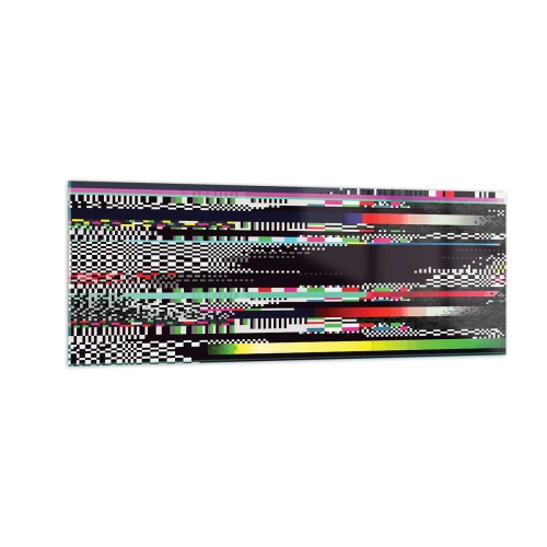 Cuadro sobre vidrio - Impresiones sobre Vidrio - Líneas y píxeles coloridos en un estilo abstracto. - 140x50cm - Una imagen de otra realidad - Decoración de pared moderna para salón y dormitorio ARTTOR