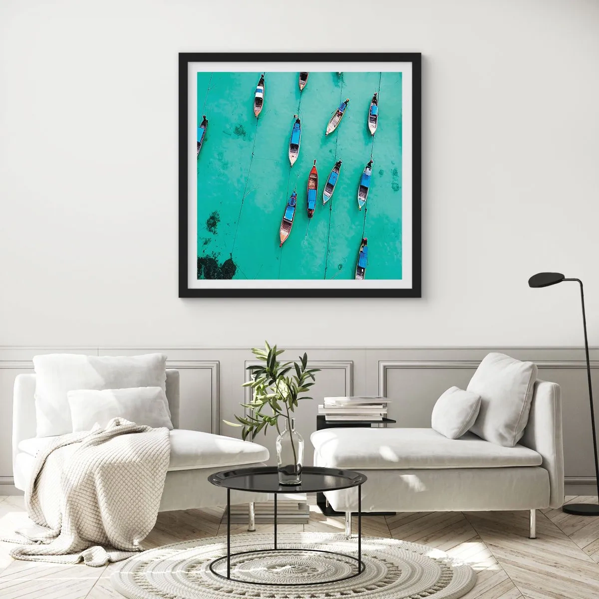 Póster en marco negro - En alegre espera - 40x40 cm