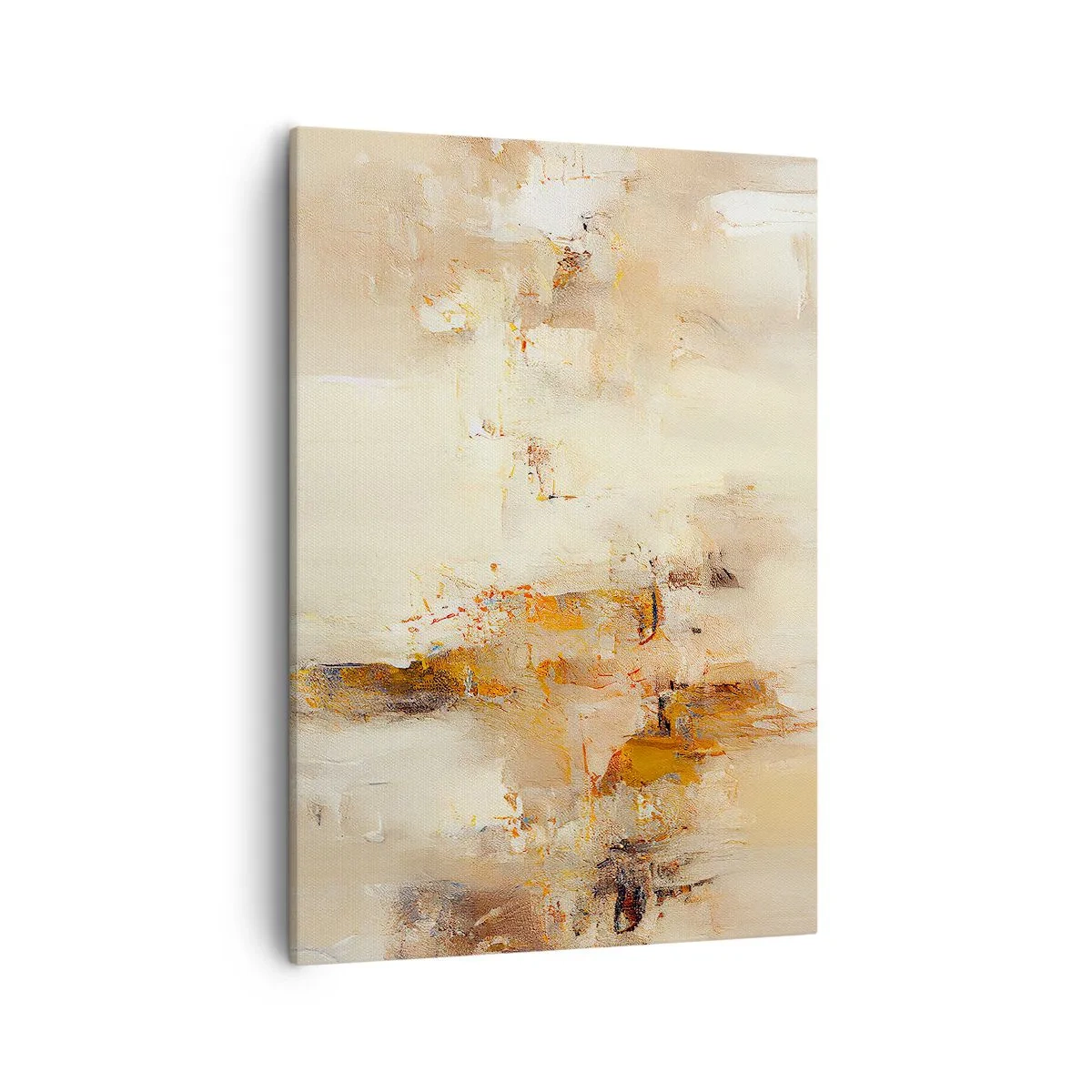 Cuadro sobre lienzo - Impresión de Imagen - Una composición abstracta en tonos cálidos de amarillo y marrón. - 50x70cm - El alma del ámbar - Decoración de pared moderna para salón y dormitorio ARTTOR