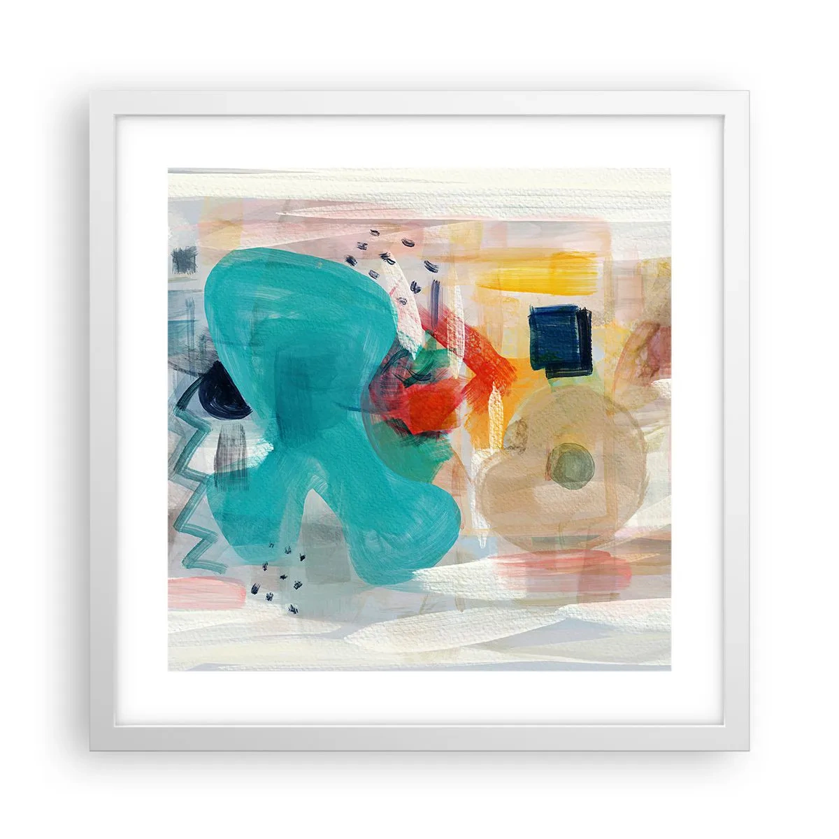 Póster en marco blanco - Un juego de colores - 40x40 cm