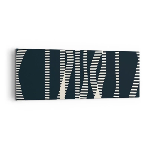 Cuadro sobre lienzo - Impresión de Imagen - Líneas geométricas en tonos claros sobre un fondo oscuro. - 140x50cm - Un intento de romper la oscuridad - Decoración de pared moderna para salón y dormitorio ARTTOR