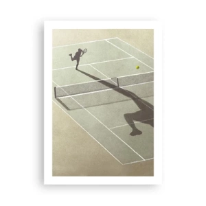 Póster - Un jugador de tenis sirviendo en la cancha - 50x70cm - Véncete a ti mismo - Decoración de pared moderna para salón y dormitorio ARTTOR