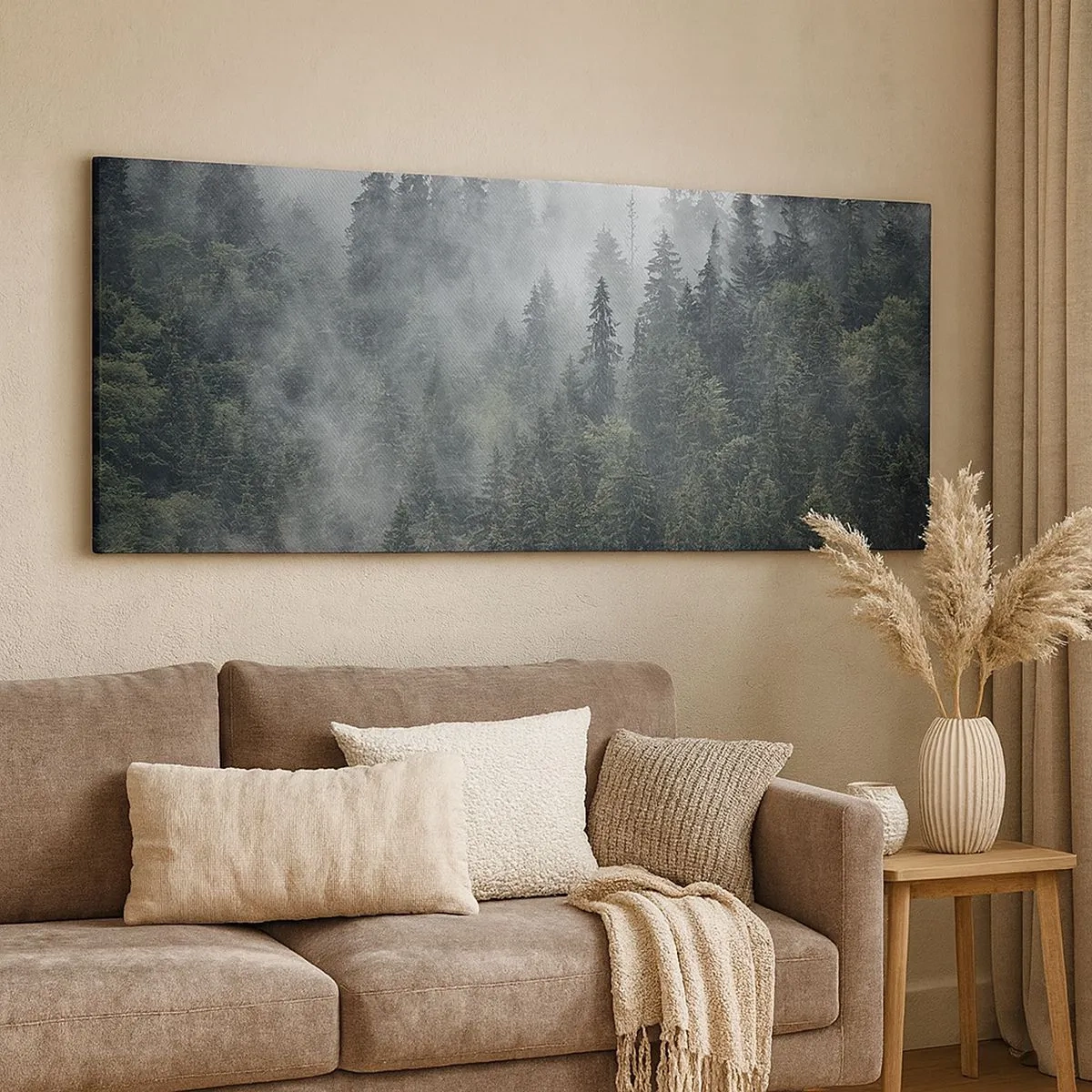 Cuadro sobre lienzo - Impresión de Imagen - Amanecer en el bosque - 100x40 cm