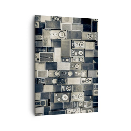 Cuadro sobre lienzo - Impresión de Imagen - Colección de altavoces de estilo retro - 50x70cm - Y todo fluye - Decoración de pared moderna para salón y dormitorio ARTTOR