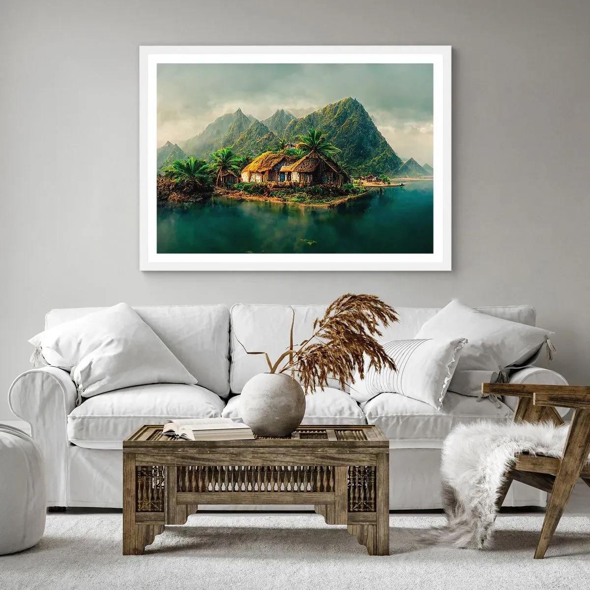 Póster en marco blanco - Paraíso tropical - 91x61 cm