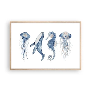Póster en marco roble claro - Fauna marina - 91x61 cm