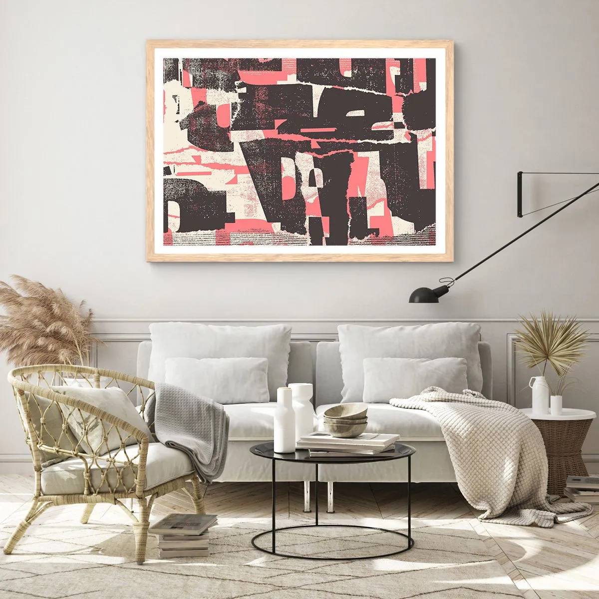 Póster en marco roble claro - Todo el ajetreo - 70x50 cm