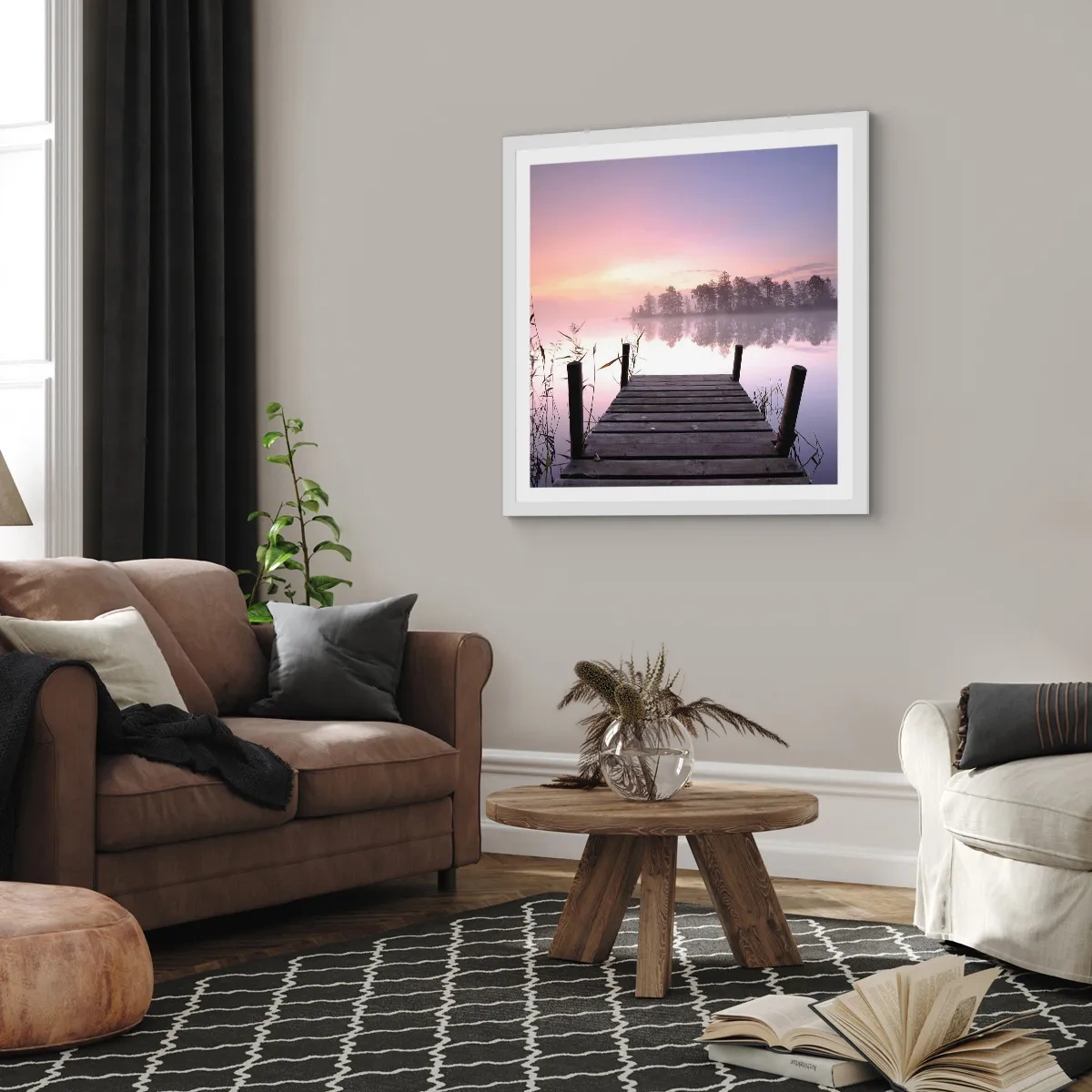 Póster en marco blanco - De la niebla lila... - 60x60 cm