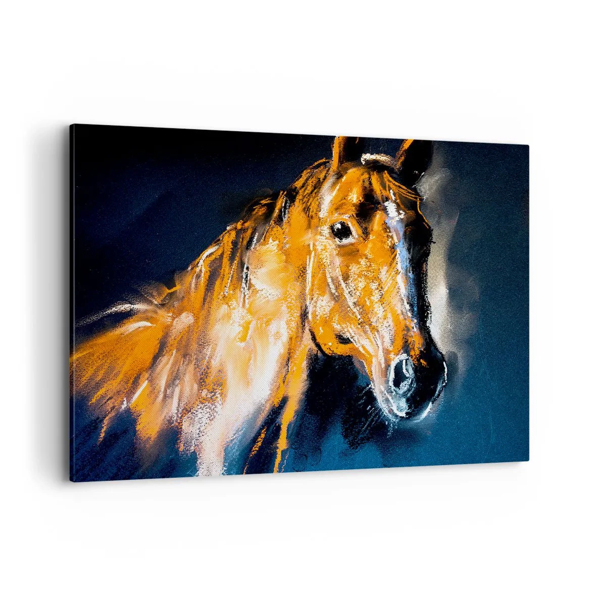 Cuadro sobre lienzo - Impresión de Imagen - Retrato de un caballo en un estilo dinámico y pictórico. - 120x80cm - Entonces, ¿vienes? - Decoración de pared moderna para salón y dormitorio ARTTOR