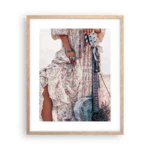 Póster en marco roble claro - Una flor en el camino - 40x50 cm