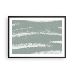 Póster en marco negro - Ondas invernales en tonos menta y blanco. - 70x50cm - Abstracción invernal - Decoración de pared moderna para salón y dormitorio ARTTOR