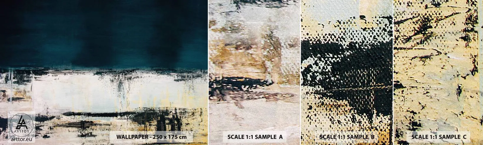 Muestra de fotomural autoadhesivo Deluxe Sticker - Composición horizontal - Abstracción, Pedazo, Cuadro - 100x30 cm