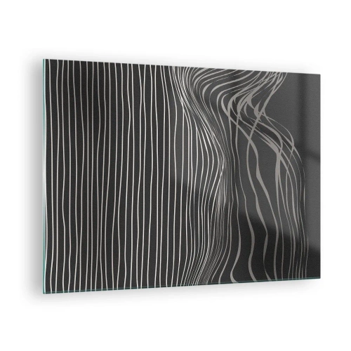 Cuadro sobre vidrio - Impresiones sobre Vidrio - Líneas delicadas en un arreglo abstracto sobre un fondo oscuro. - 70x50cm - Ritmo y acento - Decoración de pared moderna para salón y dormitorio ARTTOR