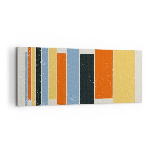 Cuadro sobre lienzo - Impresión de Imagen - Rectángulos coloridos en un arreglo moderno. - 120x50cm - Barras multicolor - Decoración de pared moderna para salón y dormitorio ARTTOR