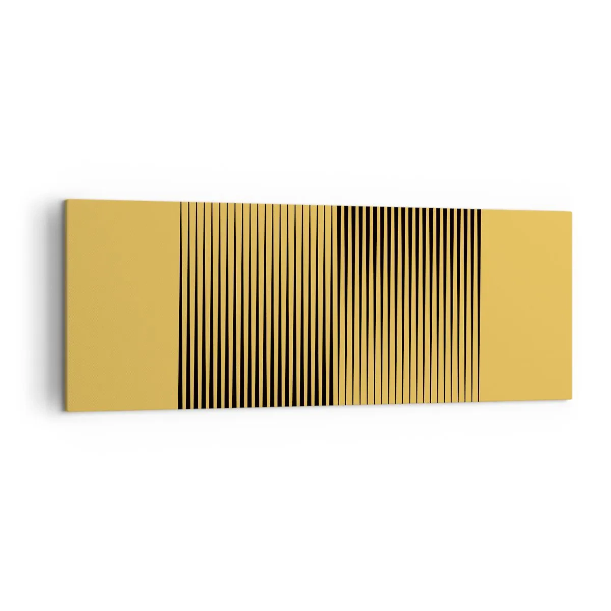 Cuadro sobre lienzo - Impresión de Imagen - Líneas negras verticales sobre un fondo amarillo - 140x50cm - Cuadrado de opuestos - Decoración de pared moderna para salón y dormitorio ARTTOR