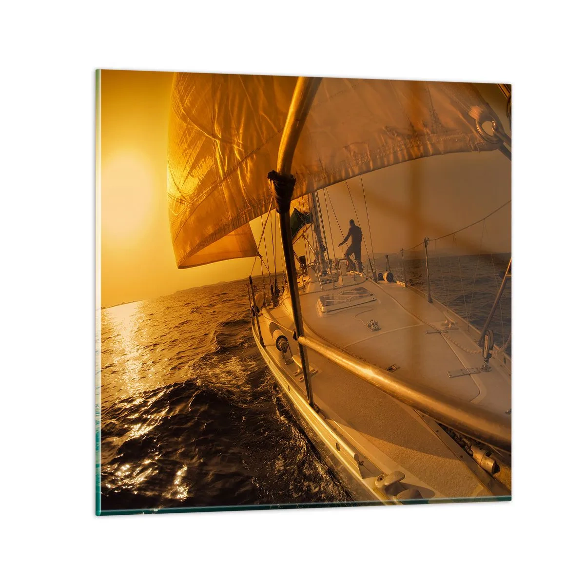 Cuadro sobre vidrio - Impresiones sobre Vidrio - Atardecer dorado tras un día multicolor - 60x60 cm