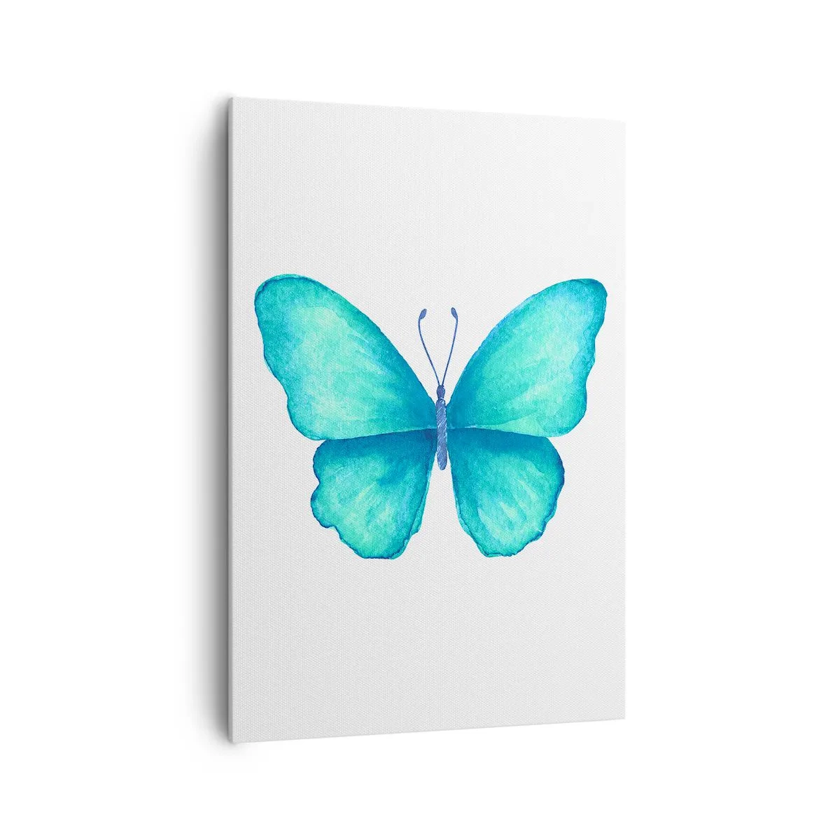 Cuadro sobre lienzo - Impresión de Imagen - Mariposa azul en estilo acuarela sobre fondo blanco - 70x100cm - Turquesa por naturaleza - Decoración de pared moderna para salón y dormitorio ARTTOR