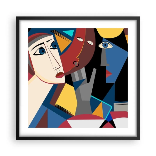 Póster en marco negro - Conversación cubista - 50x50 cm