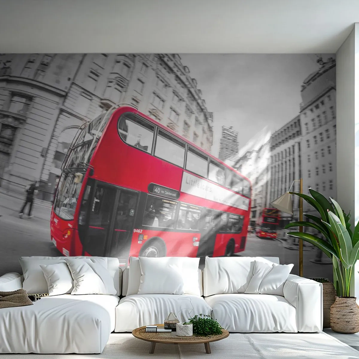Fotomural Standard Eco - Londres tradicional - en autobús - Ciudad, Londres, autobús rojo - 200x140 cm