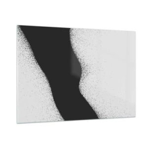 Cuadro sobre vidrio - Impresiones sobre Vidrio - Abstracción minimalista en blanco y negro con un degradado de puntos. - 100x70cm - Equilibrio suave - Decoración de pared moderna para salón y dormitorio ARTTOR